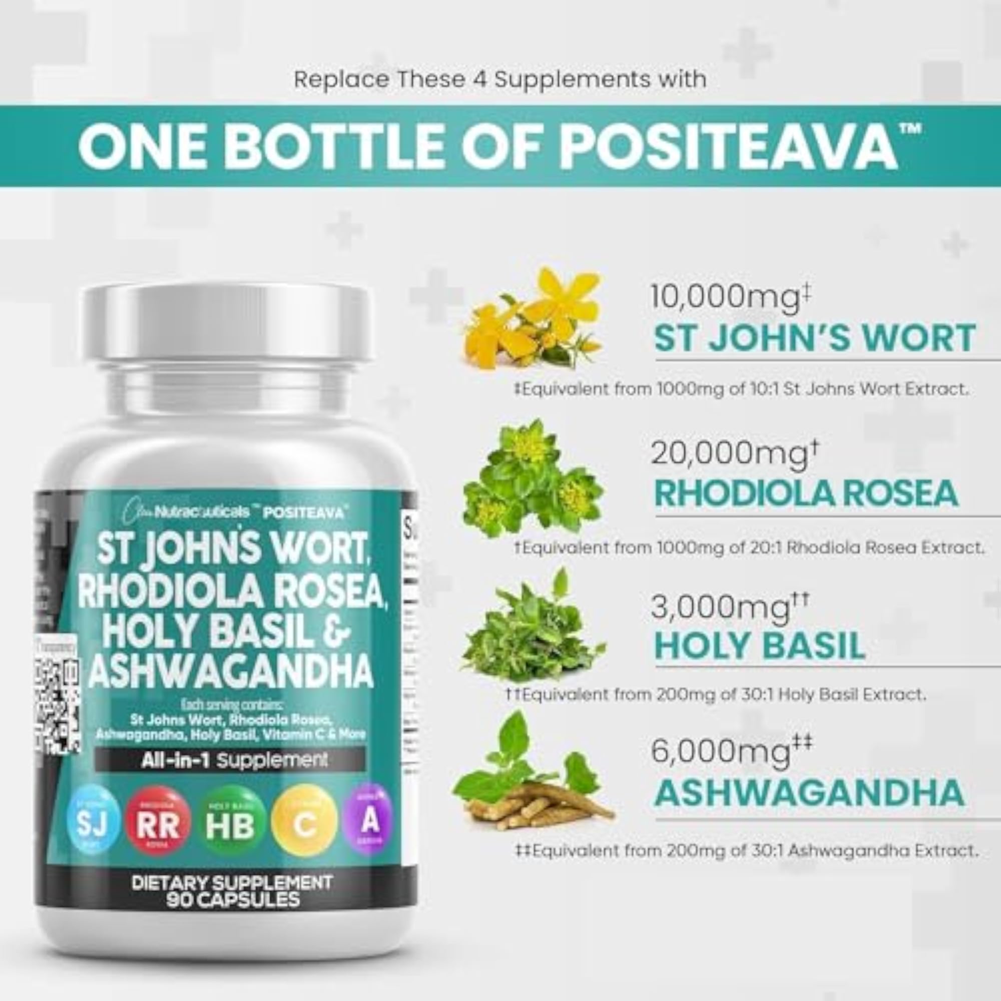 St Johns Wort Mood Support Supplement, 10000mg